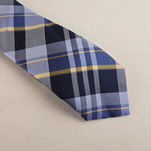 Penguin by Munsingwear Men Blue  Yellow Plaid Necktie Silk Blend 2" x 59" Skinny